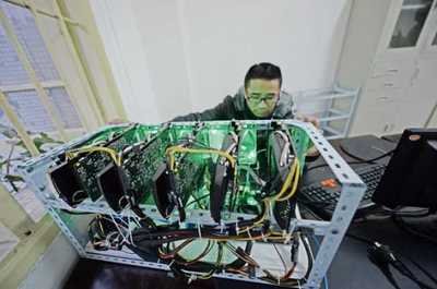 High-performance mining rig setup in a professional hosting farm