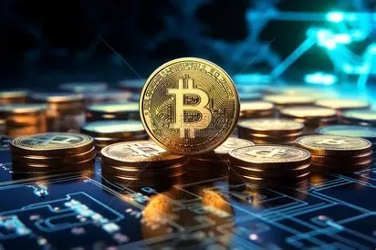 A vibrant illustration of Bitcoin mining rigs in action, highlighting their role in sustainable energy practices